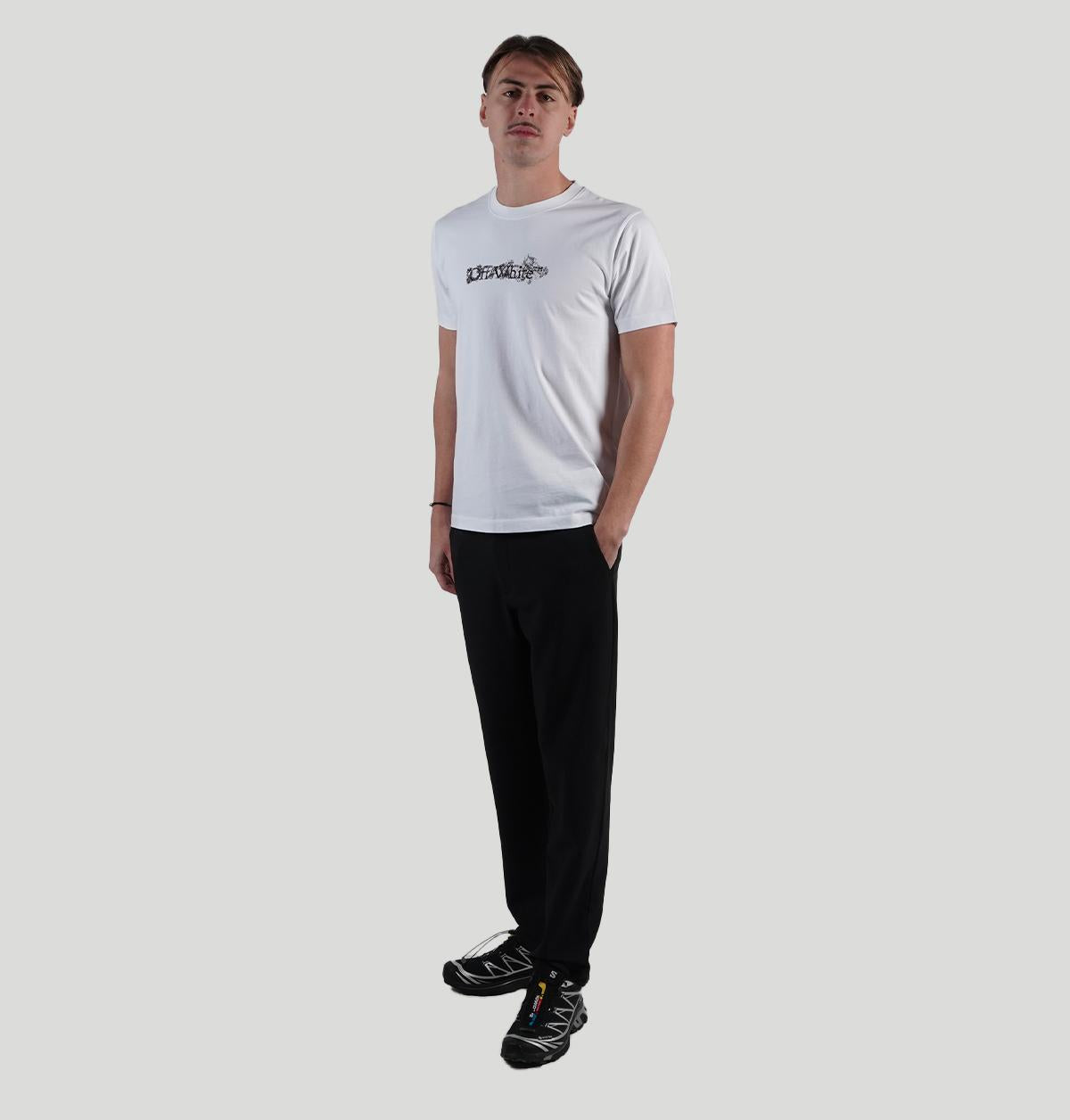 Off White Printed Detail Cotton Tee OMAA027S26 JER00710100 Off white 