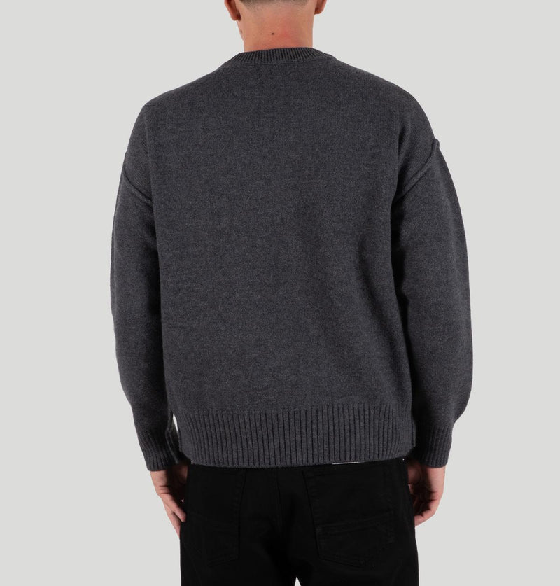 AMI Pull Col Rond Ami de Cœur H25UKS838 018GRISCHINE/NOIR ami 