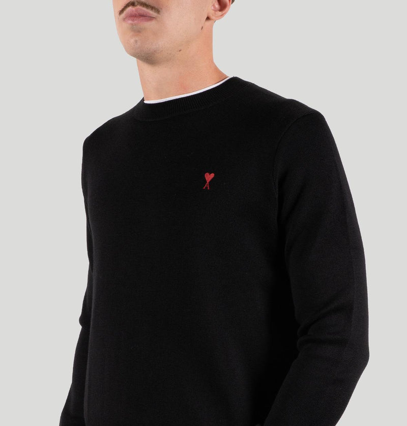 AMI Pull Col Rond Ami de Cœur H25HKS826 001NOIR/ROUGE ami 