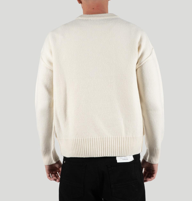 AMI Pull Col Rond Ami de Cœur H25UKS838 018ECRU/NOIR ami 