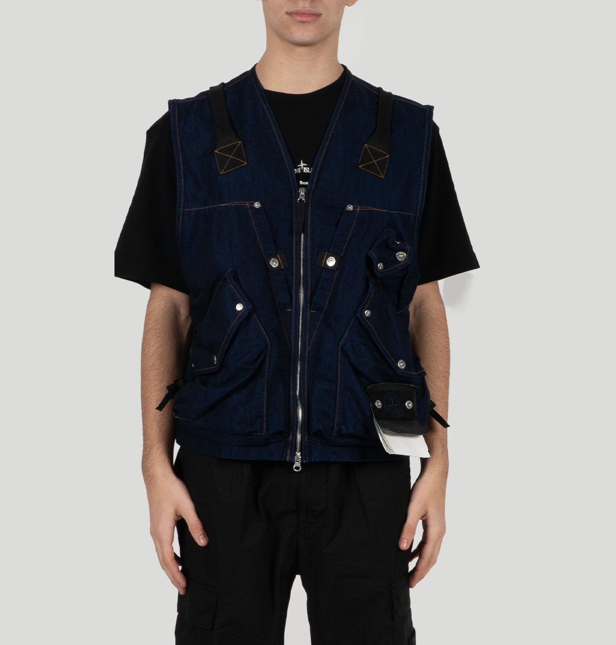 Stone Island Utility Vest In Ultralight Denim K2S15G100016 S00J2VJ201 stone island 