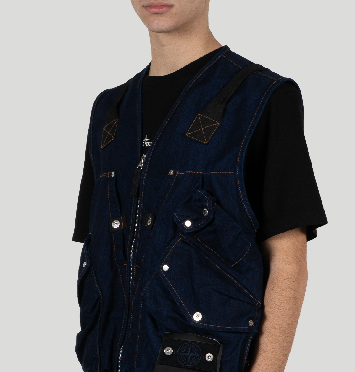 Stone Island Utility Vest In Ultralight Denim K2S15G100016 S00J2VJ201 stone island 