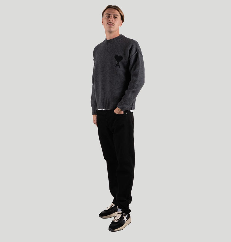 AMI Pull Col Rond Ami de Cœur H25UKS838 018GRISCHINE/NOIR ami 