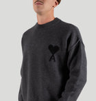 AMI Pull Col Rond Ami de Cœur H25UKS838 018GRISCHINE/NOIR ami 