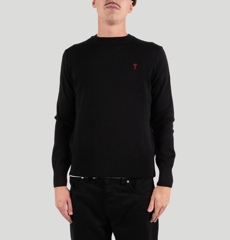 AMI Pull Col Rond Ami de Cœur H25HKS826 001NOIR/ROUGE ami 